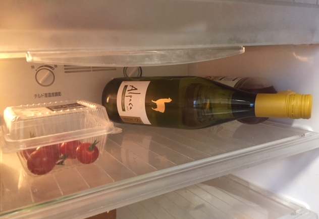 ワインを冷蔵庫に入れたところ